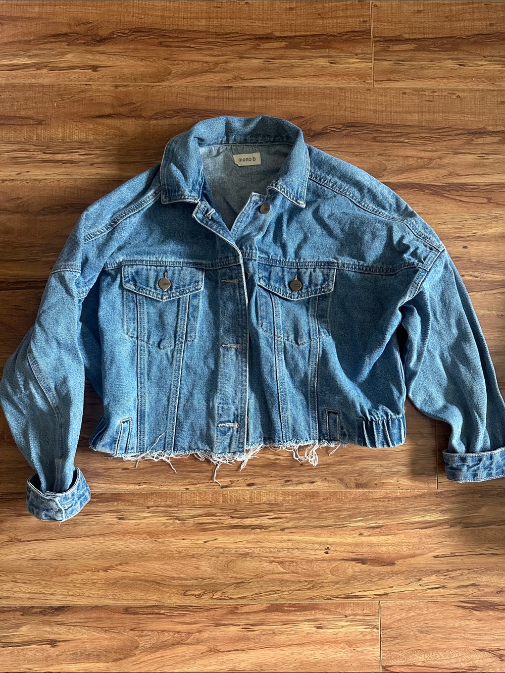 Mono B Light Blue Cropped Denim Jacket